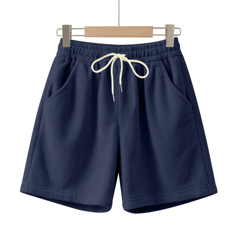 Herren nan gerippte Jersey-Shorts mit elastischem Bund, dekorativem Kordelzug und seitlichen Eingrifftaschen