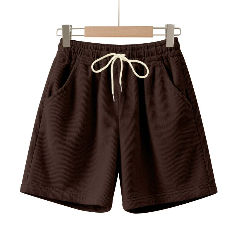 Herren nan gerippte Jersey-Shorts mit elastischem Bund, dekorativem Kordelzug und seitlichen Eingrifftaschen