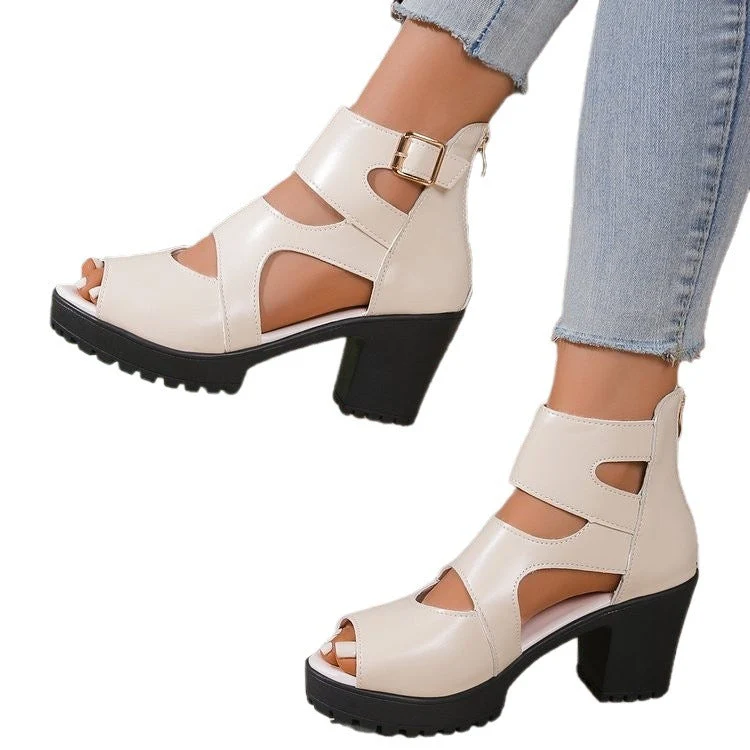 Damen Offene High-Heel Sandalen mit modischen Riemen