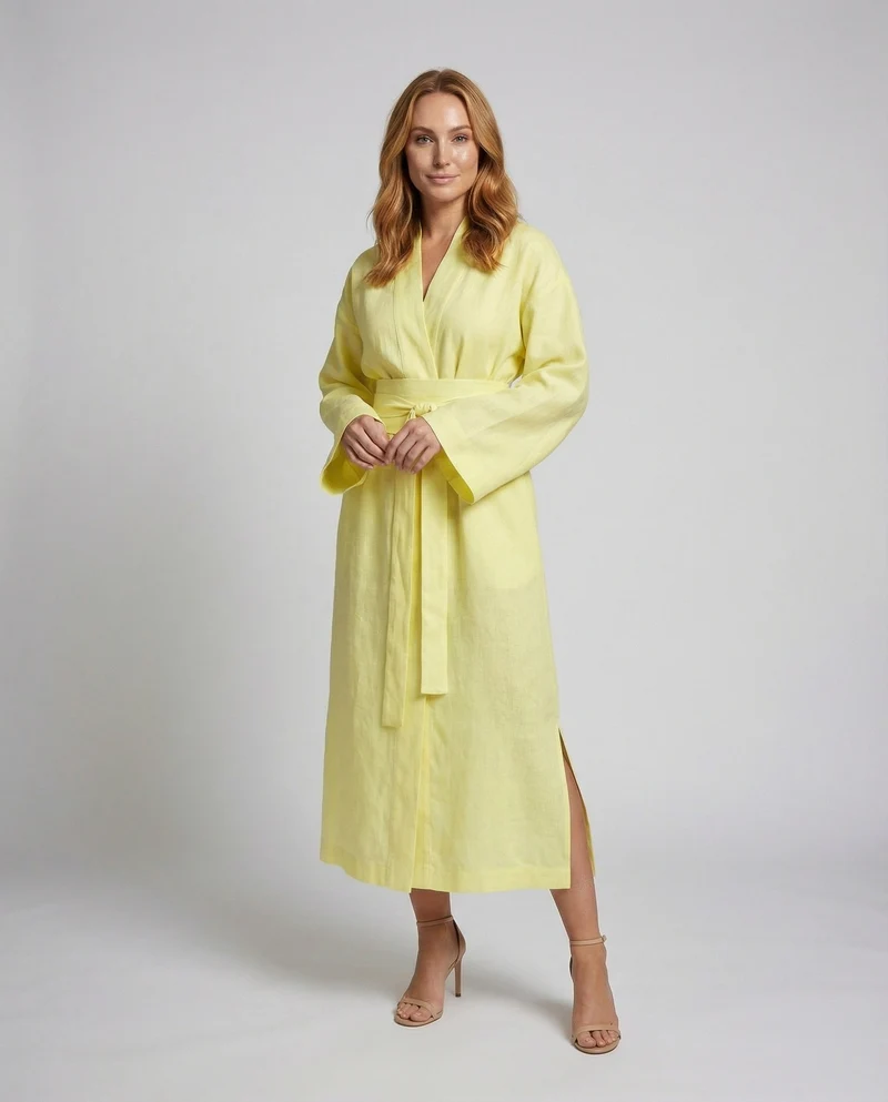 Damen Klassische Bindegürtel Morgenmantel-Kimono