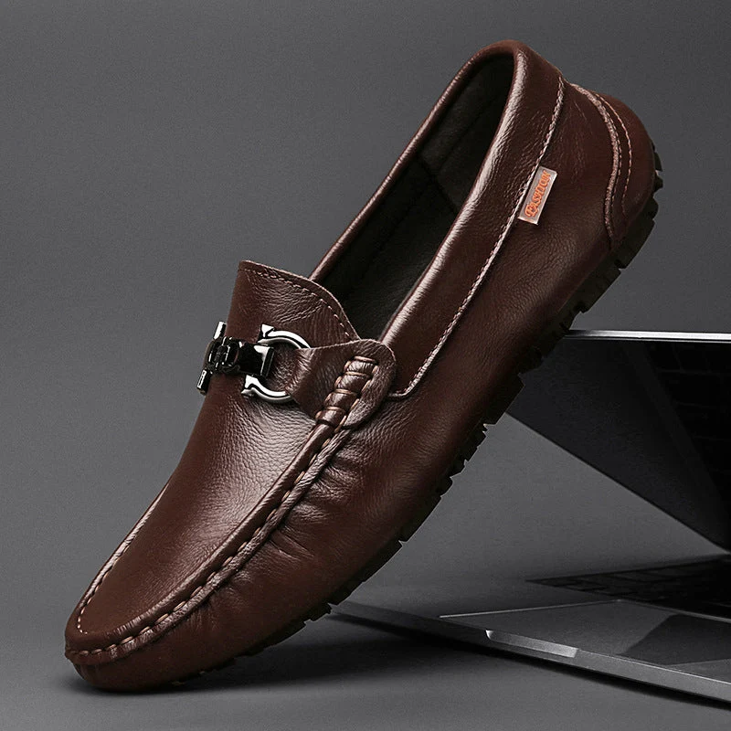 Damen Elegante Mokassins aus hochwertigem Leder mit modischer Schnalle