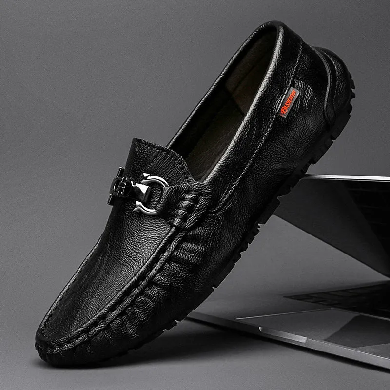 Damen Elegante Mokassins aus hochwertigem Leder mit modischer Schnalle