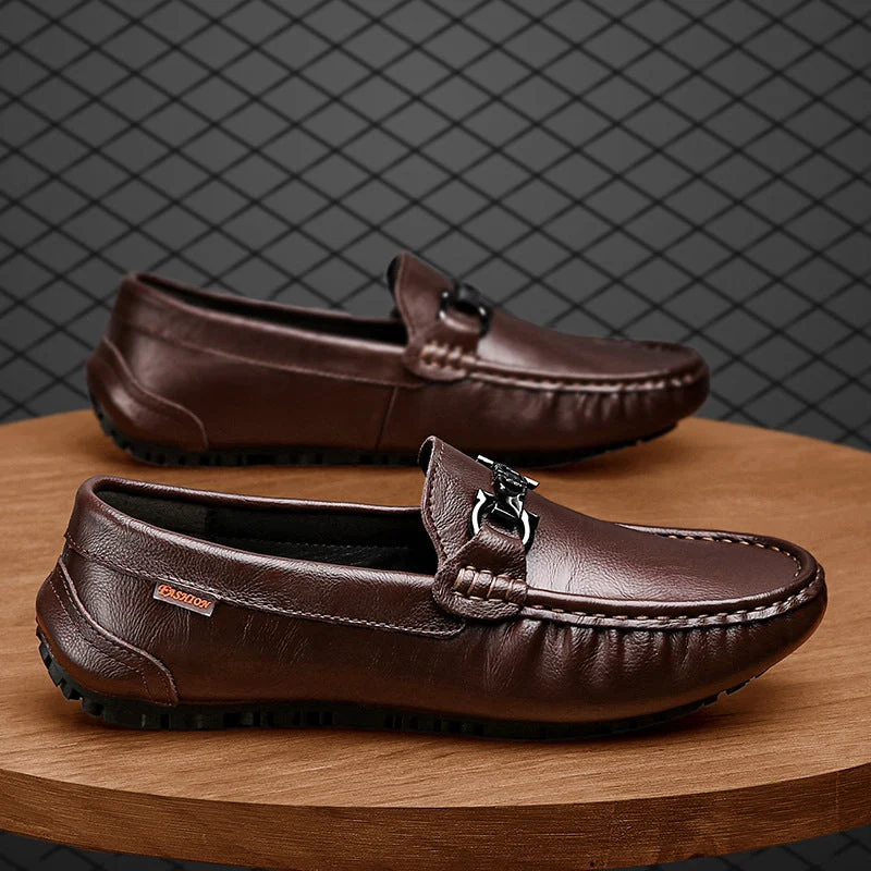 Damen Elegante Mokassins aus hochwertigem Leder mit modischer Schnalle