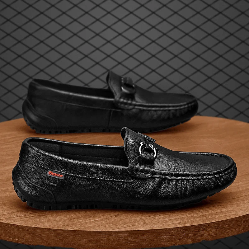Damen Elegante Mokassins aus hochwertigem Leder mit modischer Schnalle