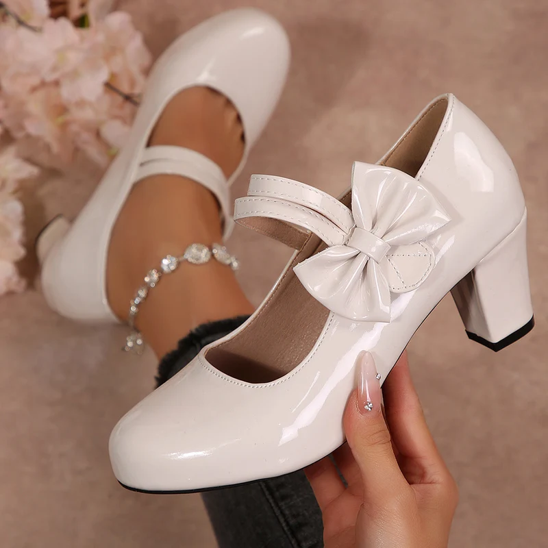Damen elegante Lack-Pumps mit Schleifenverzierung Nord Taschen