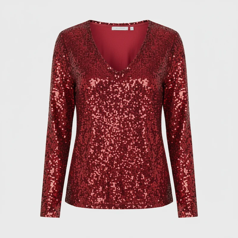 Glitzernde Party Eleganz V Ausschnitt Top Damen
