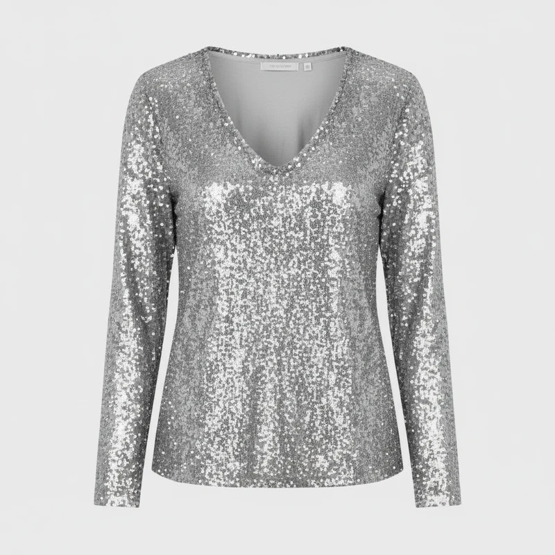 Glitzernde Party Eleganz V Ausschnitt Top Damen