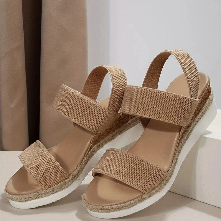 Damen Wedge-Sandalen mit elastischen Riemen und rutschfester Sohle
