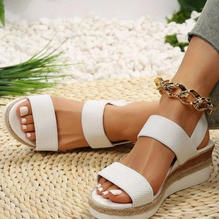 Damen Wedge-Sandalen mit elastischen Riemen und rutschfester Sohle
