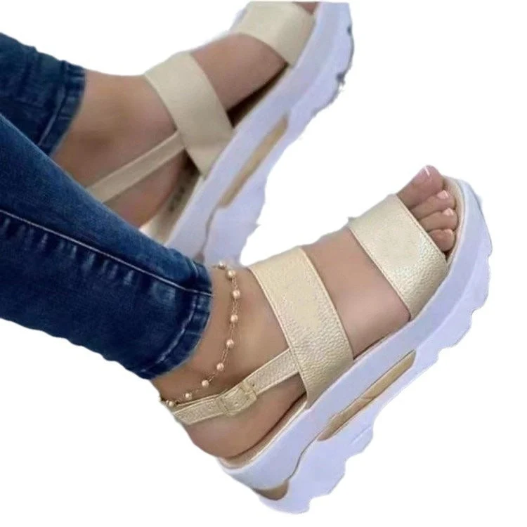 Damen Bequeme Plateau-Sandalen mit verstellbaren Riemen und rutschfester Sohle Nord Taschen