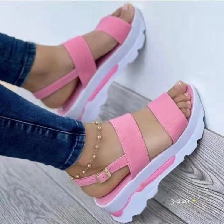 Damen Bequeme Plateau-Sandalen mit verstellbaren Riemen und rutschfester Sohle Nord Taschen