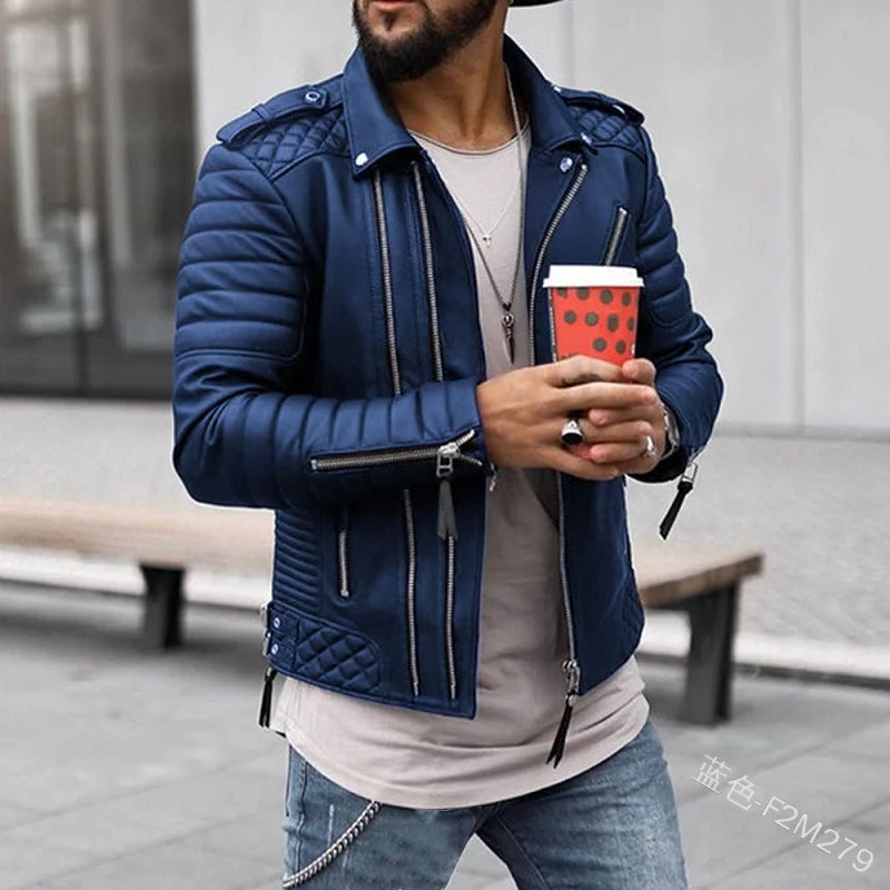 Herren Bikerjacke mit Steppungen und Reißverschlüssen