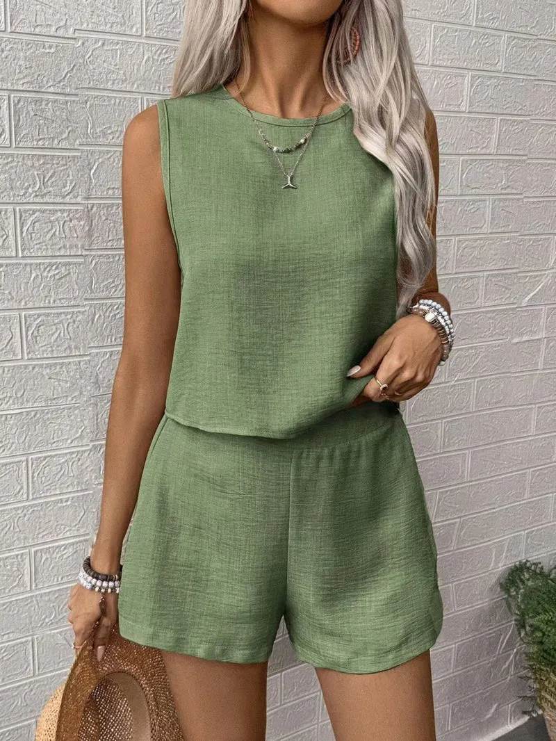 Damen Zweiteiliges Loungewear-Set mit hochwertigem Leinenstoff
