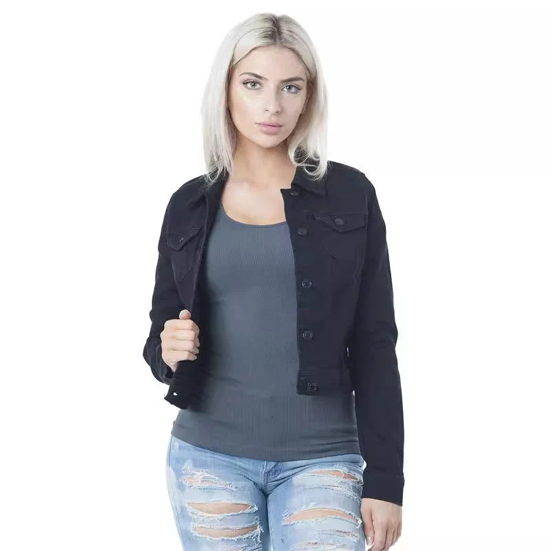Damen klassische Denim-Jacke im modischen Schnitt mit Knopfdetails