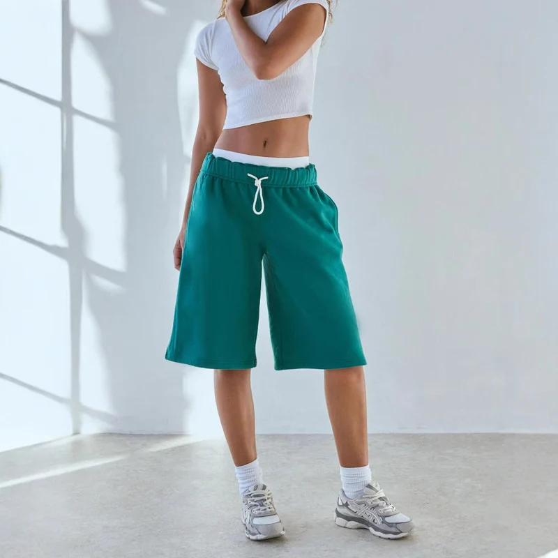 Damen Lässiges Sweatshirt und Shorts Set Nord Taschen