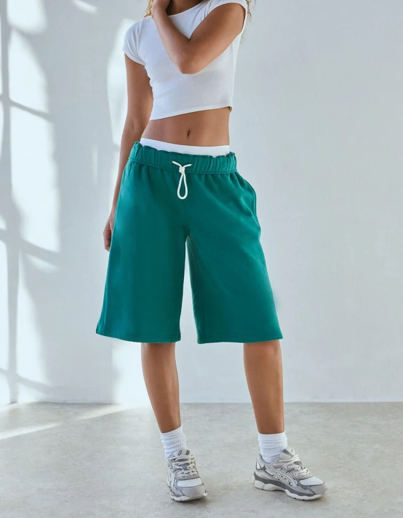 Damen Lässiges Sweatshirt und Shorts Set Nord Taschen
