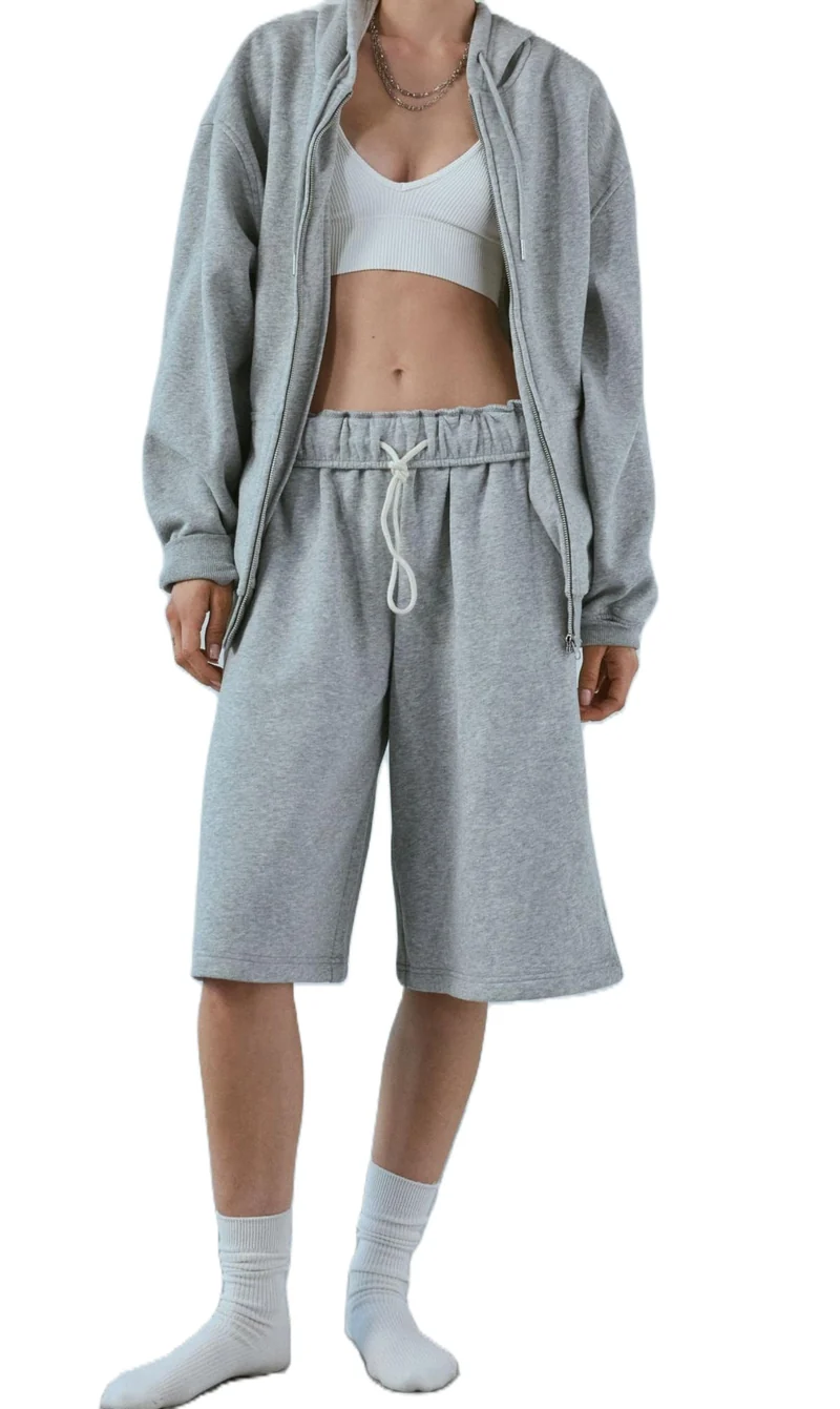 Damen Lässiges Sweatshirt und Shorts Set Nord Taschen