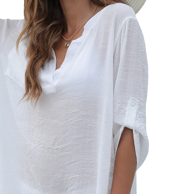 Damen legeres Strandkleid mit verschlusslosem V-Ausschnitt