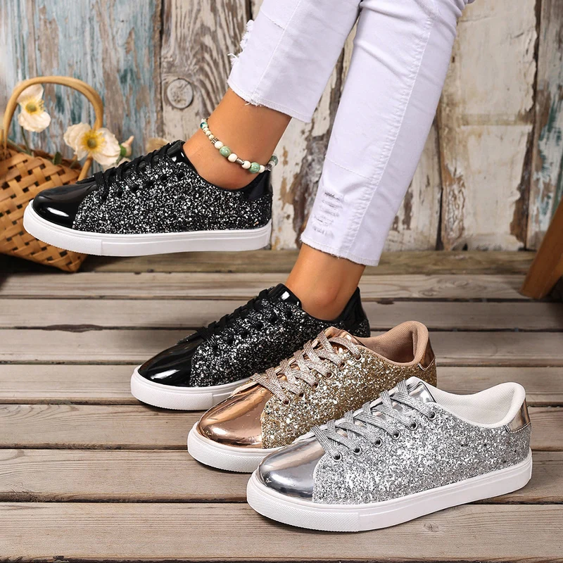 Damen Glitzernde Sneakers mit verspiegelter Zehenkappe und bequemer Polsterung Nord Taschen