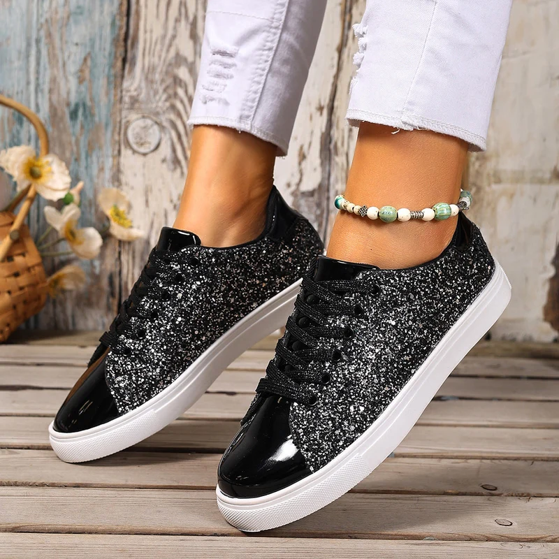 Damen Glitzernde Sneakers mit verspiegelter Zehenkappe und bequemer Polsterung Nord Taschen
