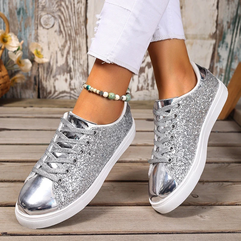 Damen Glitzernde Sneakers mit verspiegelter Zehenkappe und bequemer Polsterung Nord Taschen