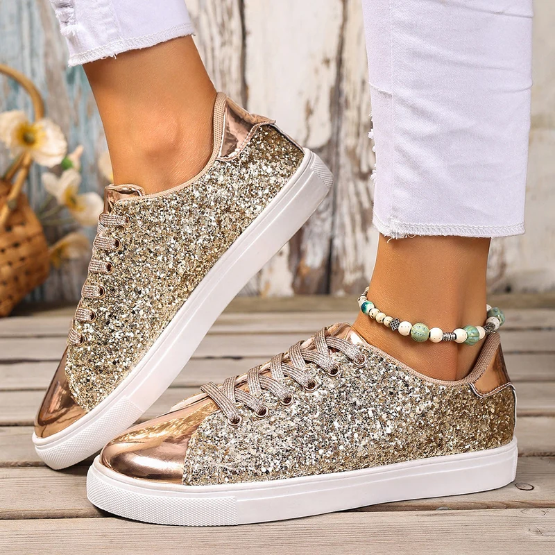 Damen Glitzernde Sneakers mit verspiegelter Zehenkappe und bequemer Polsterung Nord Taschen