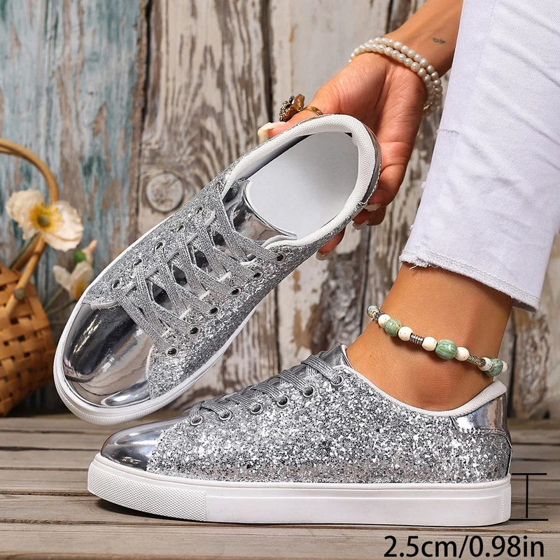 Damen Glitzernde Sneakers mit verspiegelter Zehenkappe und bequemer Polsterung Nord Taschen