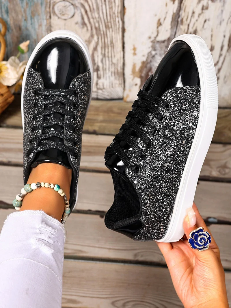 Damen Glitzernde Sneakers mit verspiegelter Zehenkappe und bequemer Polsterung Nord Taschen