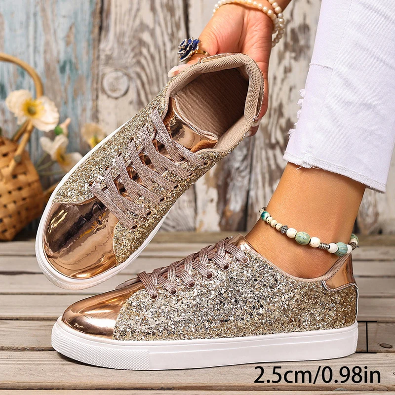 Damen Glitzernde Sneakers mit verspiegelter Zehenkappe und bequemer Polsterung Nord Taschen