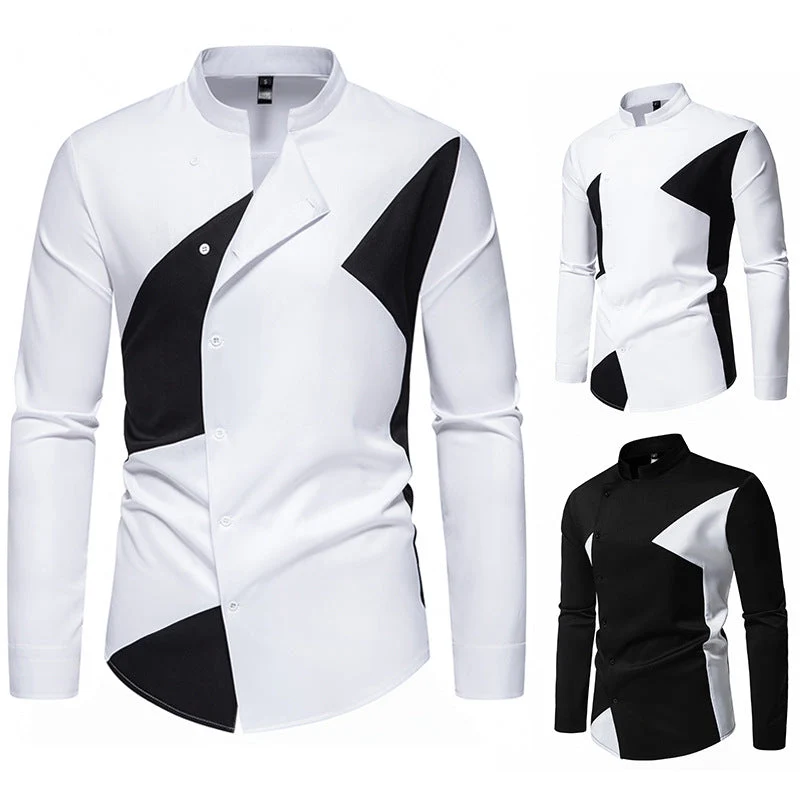 Herren Designer Hemd mit asymmetrischem Farbblock