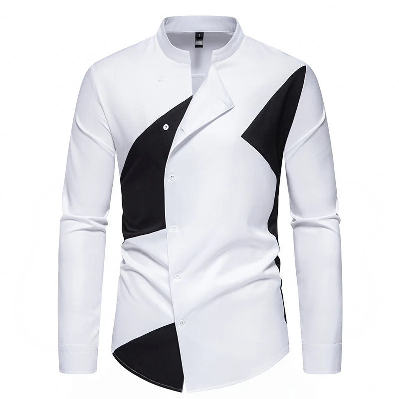 Herren Designer Hemd mit asymmetrischem Farbblock