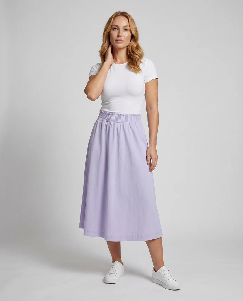 Damen Midirock Ausgestellt Elastischer Bund