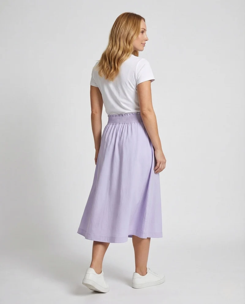 Damen Midirock Ausgestellt Elastischer Bund