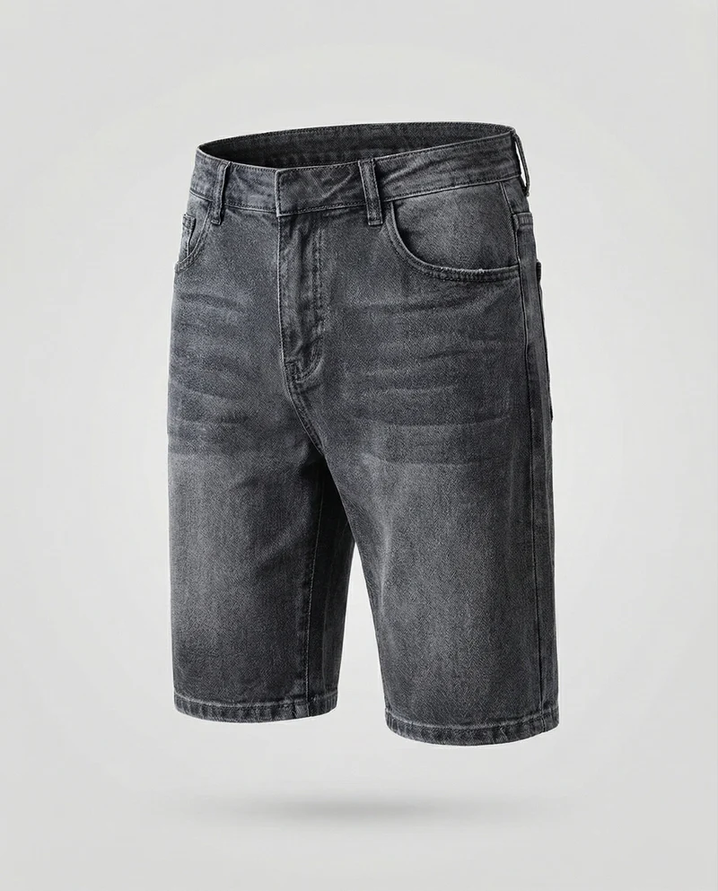 Herren Denim-Bermuda Knielang Riss Fünf-Taschen