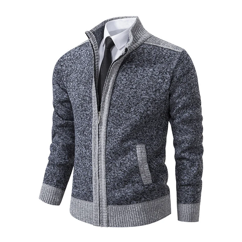 Herren modische Strickjacke mit hohem Kragen und Reißverschluss
