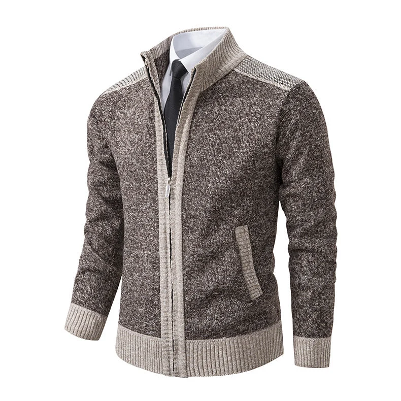 Herren modische Strickjacke mit hohem Kragen und Reißverschluss