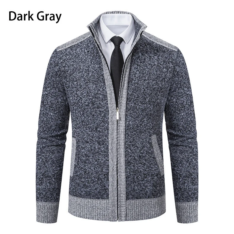 Herren modische Strickjacke mit hohem Kragen und Reißverschluss