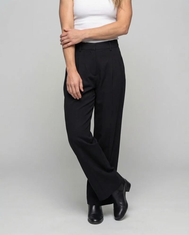 Damen Bundfaltenhose Weites Bein