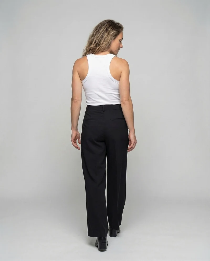 Damen Bundfaltenhose Weites Bein