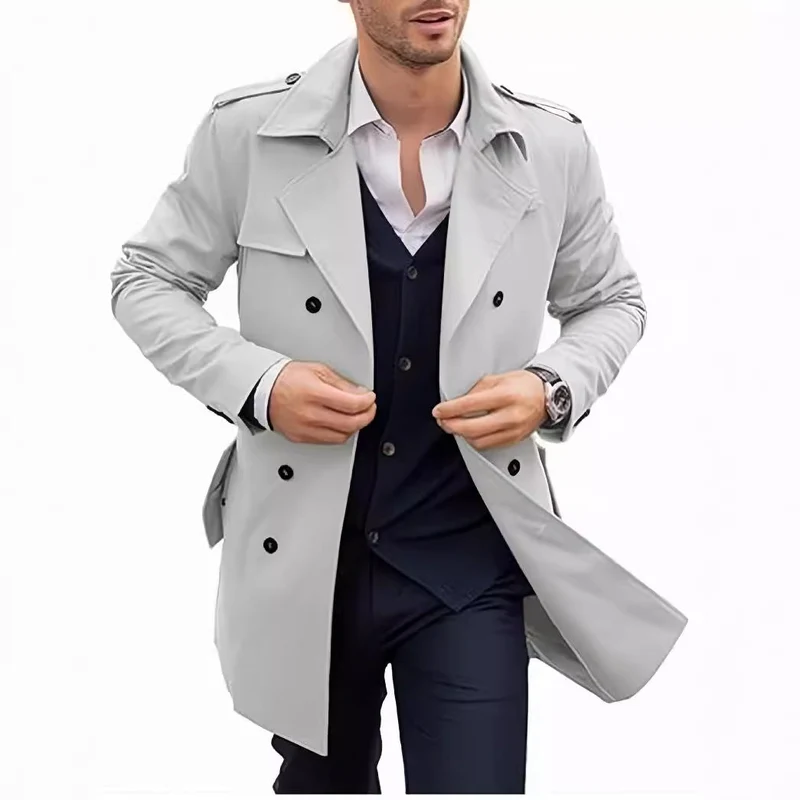 Herren Eleganter Trenchcoat mit klassischem Schnitt und praktischen Taschen