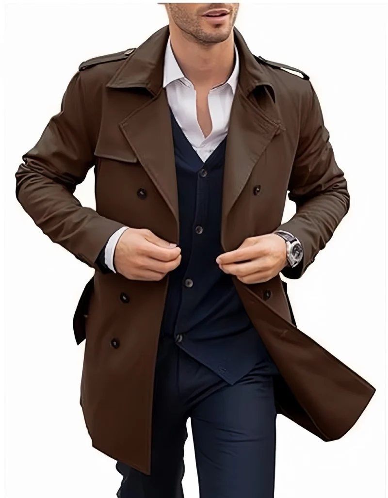 Herren Eleganter Trenchcoat mit klassischem Schnitt und praktischen Taschen