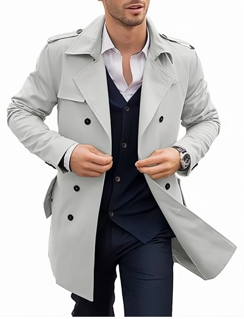 Herren Eleganter Trenchcoat mit klassischem Schnitt und praktischen Taschen