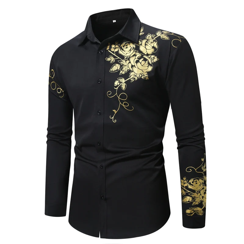 Herren Elegantes Hemd mit floralen Akzenten und glänzenden Details