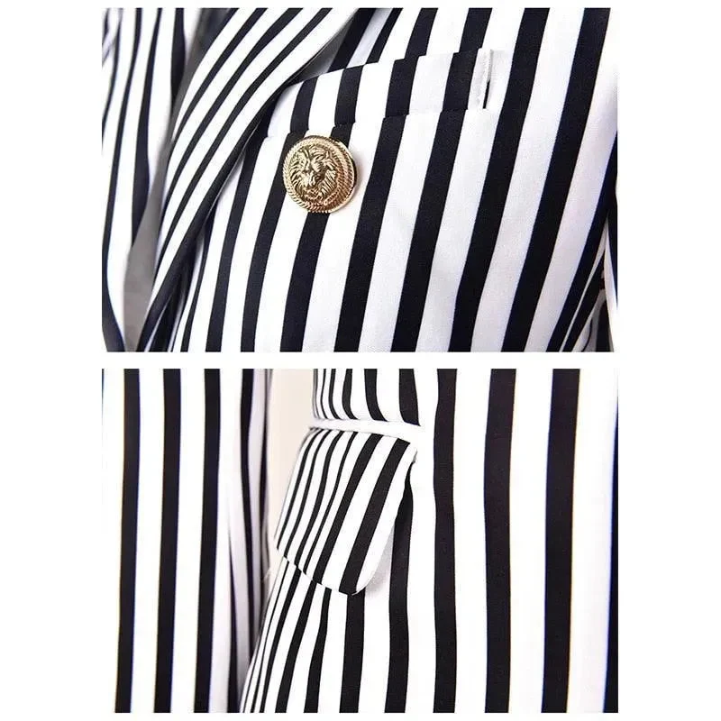 Gestreifter Blazer Damen - Lässig - Gestreift-Pinstripe