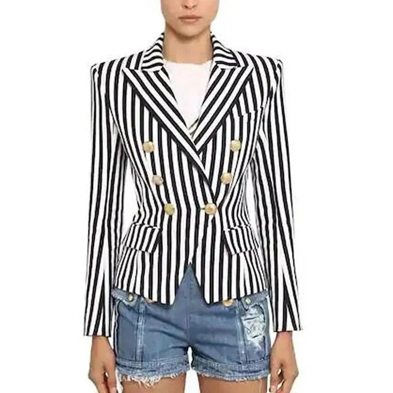 Gestreifter Blazer Damen - Lässig - Gestreift-Pinstripe