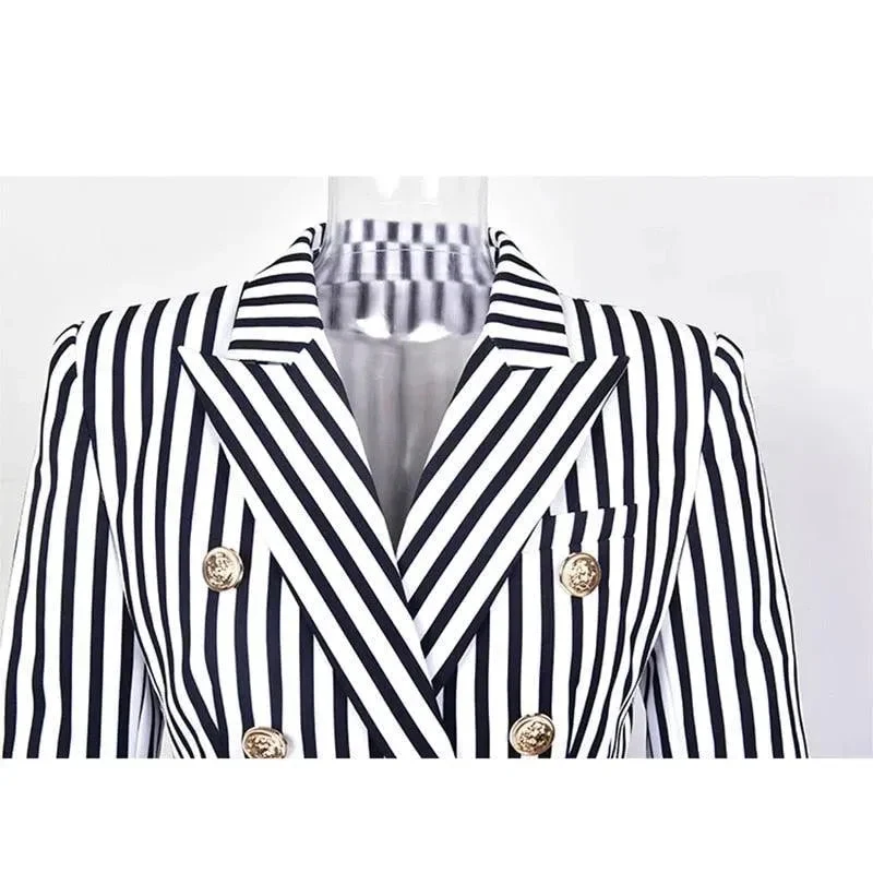 Gestreifter Blazer Damen - Lässig - Gestreift-Pinstripe
