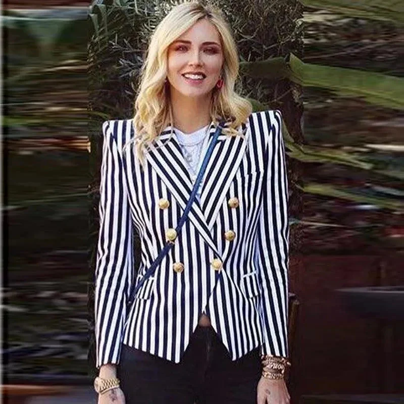 Gestreifter Blazer Damen - Lässig - Gestreift-Pinstripe