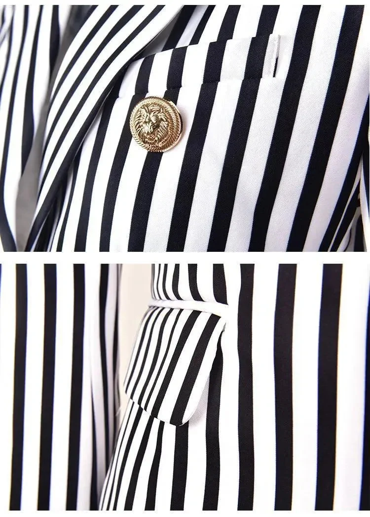 Gestreifter Blazer Damen - Lässig - Gestreift-Pinstripe