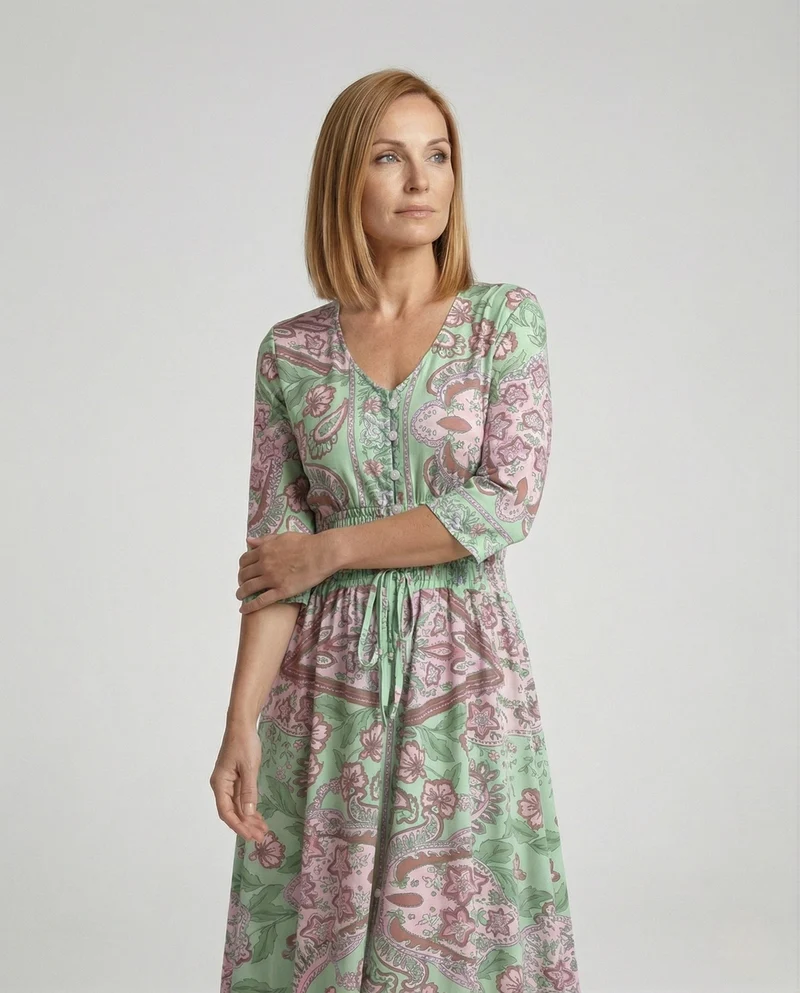 Damen Maxikleid Boho V-Ausschnitt