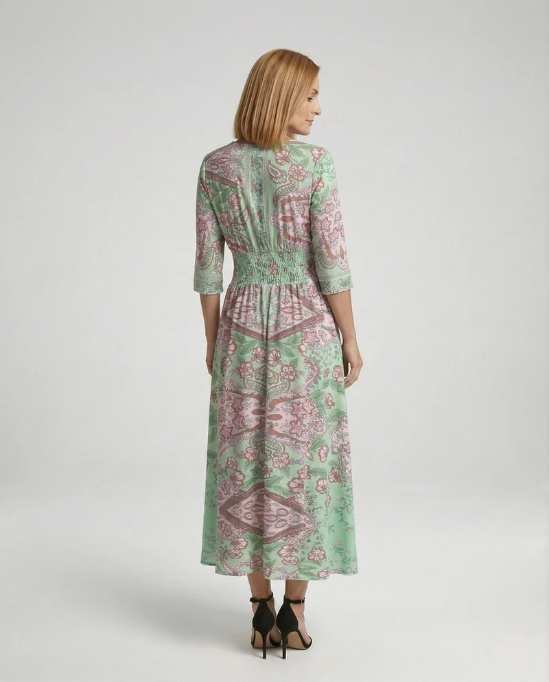 Damen Maxikleid Boho V-Ausschnitt